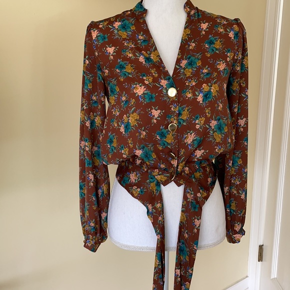 Zara floral crop blouse size XS - Picture 6 of 7